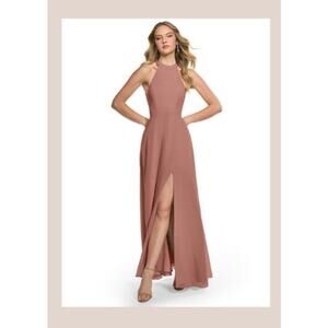 NWOT Azazie Clarice Backless Chiffon Cedar Rose Dress Womens Size A4